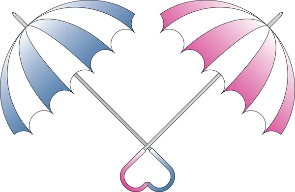 Два парасольки кольору — стоковий вектор