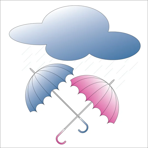 Guarda-chuvas, nuvem e chuva Gráficos Vetores