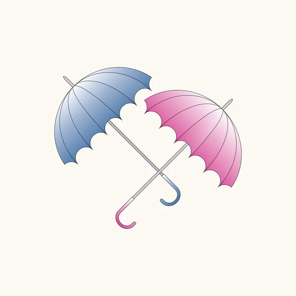 Guarda-chuvas rosa e azul — Vetor de Stock