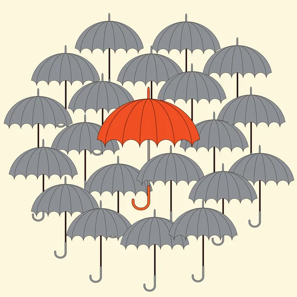 Сірі та помаранчеві парасольки — стоковий вектор