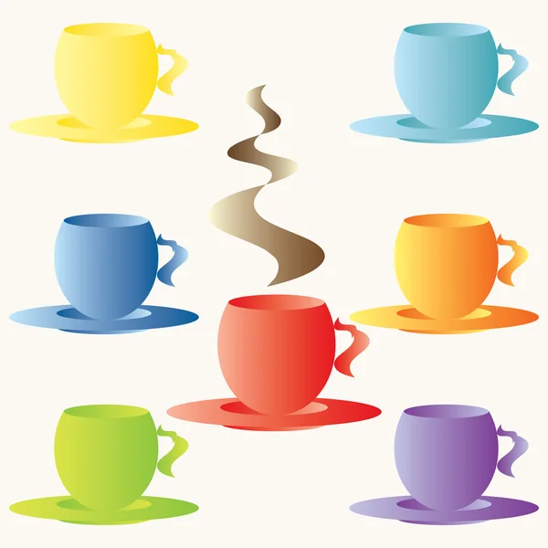 Tazze di caffè colorate — Vettoriale Stock