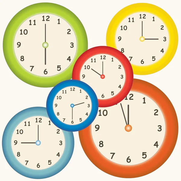 Orologi colorati — Vettoriale Stock