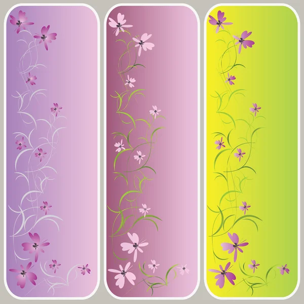 Vertikale Banner mit Blumenmuster — Stockvektor