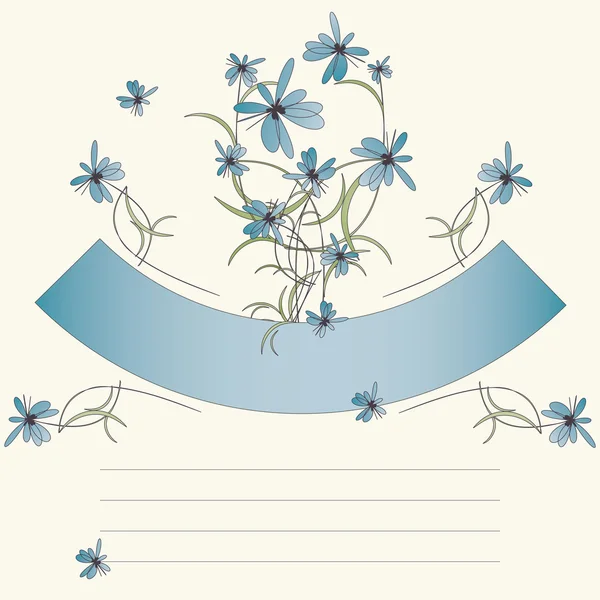 Tarjeta de invitación con flores azules — Archivo Imágenes Vectoriales