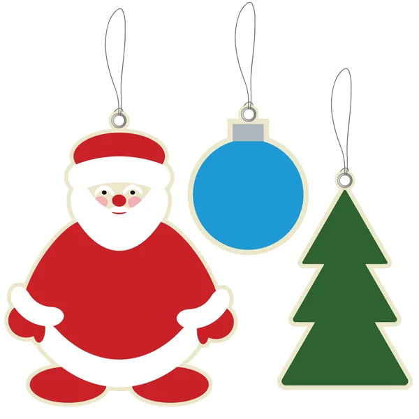 圣诞老人，圣诞球，圣诞树价格标签 — 图库矢量图片