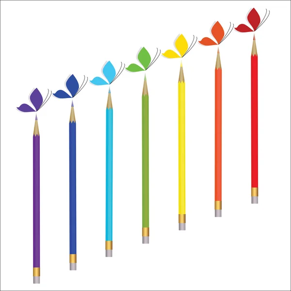 Ceruzák és a pillangók — Stock Vector