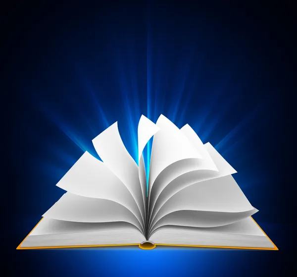 Buch über blauem Hintergrund öffnen — Stockfoto
