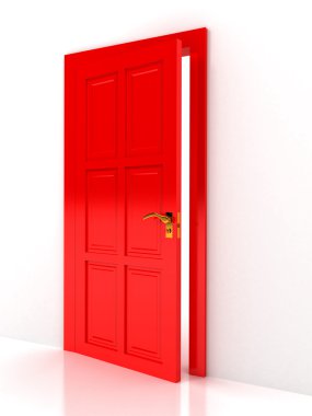 Red door over white background clipart