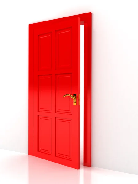 Drzwi czerwony na białym tle — Zdjęcie stockowe