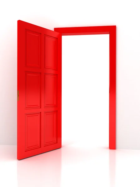 Красная дверь на белом фоне — стоковое фото