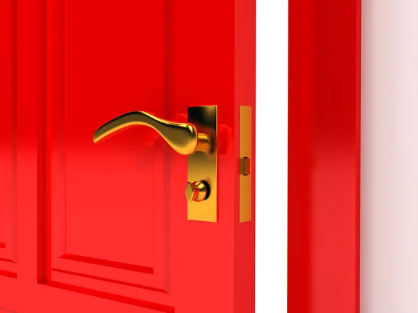 Červené dveře nad bílým pozadím — Stock fotografie