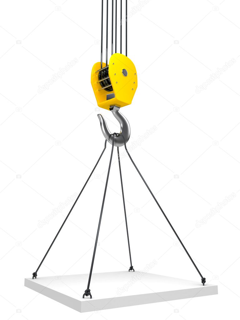 Industrial hook hanging on a chain