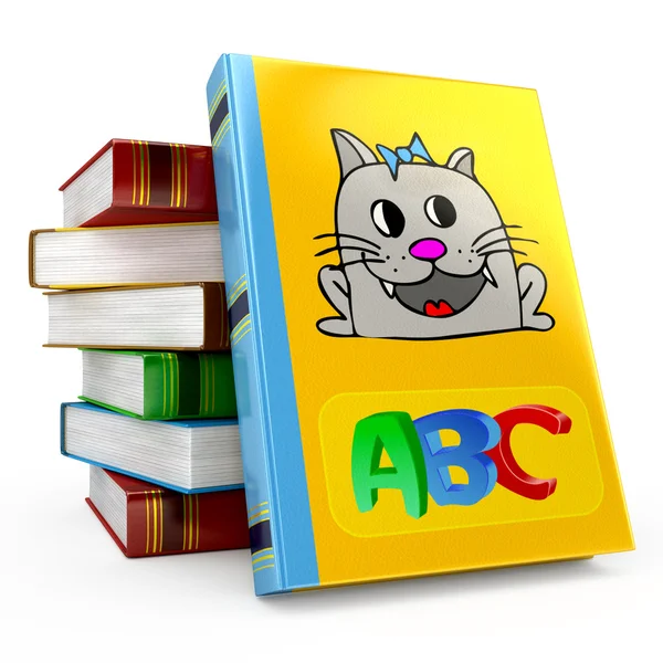 Alphabet on a colorful book on white background — Stock Photo, Image