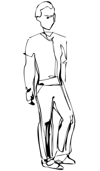 Ескіз стоячого хлопця повної довжини — стоковий вектор