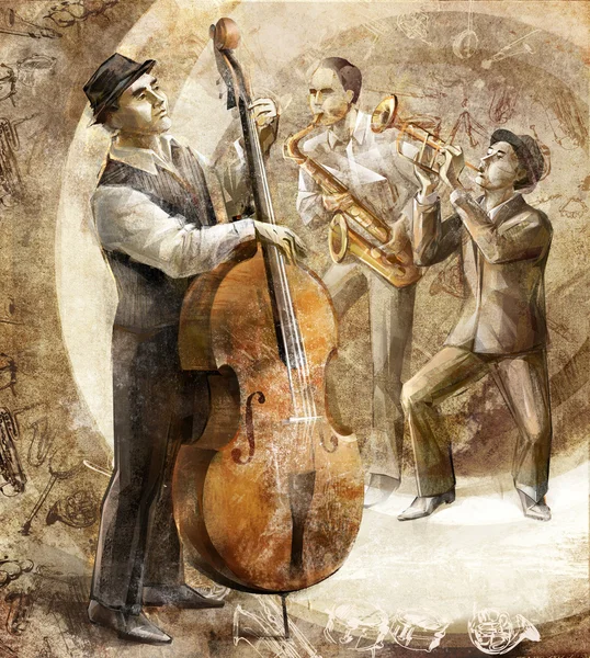 Jazzband im Retro-Hintergrund — Stockfoto