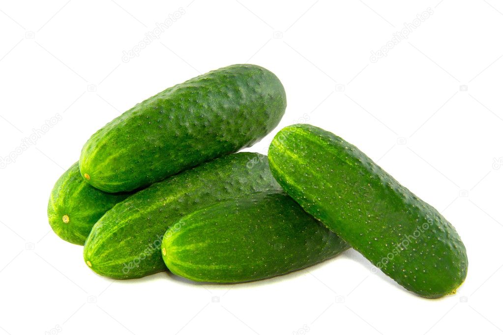 Ripe cucumber isolated on white background