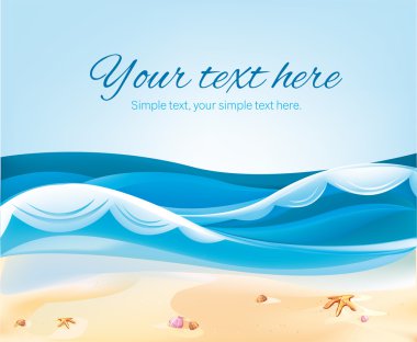 Color illustration of Ocean Beach in the summer clipart