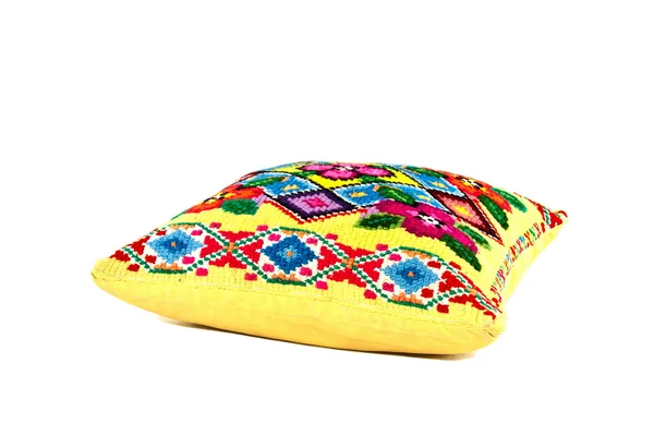 Pillows with a pattern of colored threads vyshityya — Stock Photo, Image