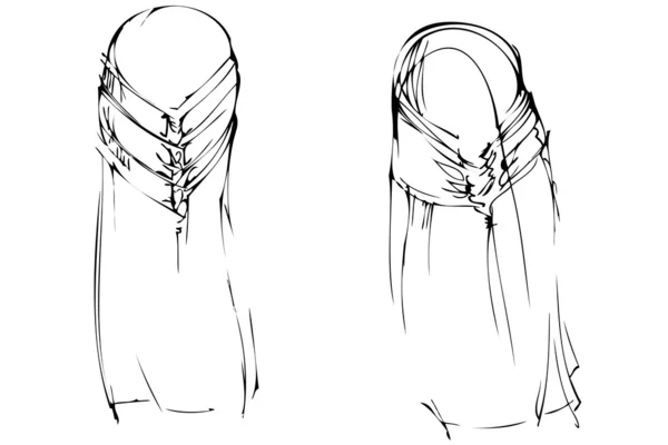 Frau Haar-do für langes Haar Art mit hinten — Stockvektor