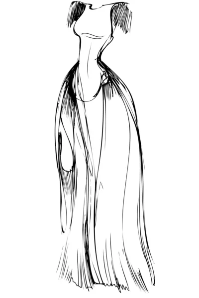 女性の美しい長いイブニング ドレスのスケッチ — ストックベクタ