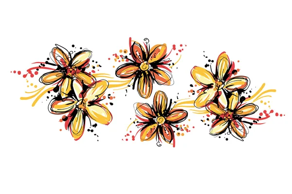 Bosquejo de brotes que florecen los colores — Archivo Imágenes Vectoriales