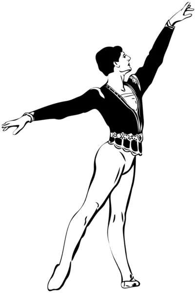Boceto bailarín de ballet masculino de pie en pose — Archivo Imágenes Vectoriales