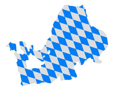 Bavarian flag and map of lake Chiemsee clipart