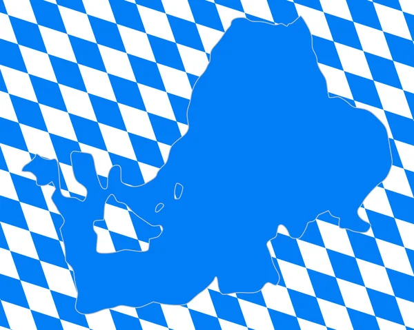 Bandera de Baviera y mapa del lago Chiemsee — Vector de stock