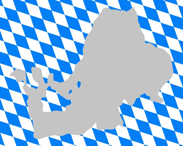 Bavarian flag and map of lake Chiemsee — Stock Vector