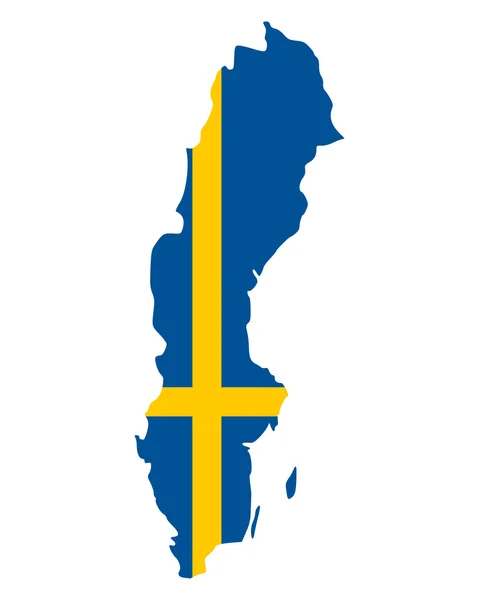 Mapa y Bandera de Suecia — Vector de stock