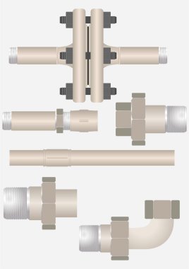 Types of pipe connections. clipart