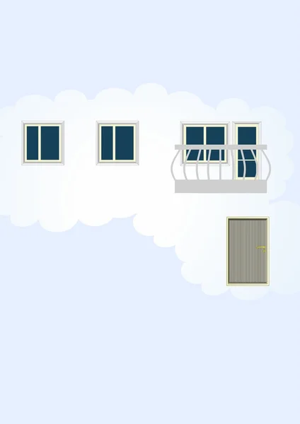 Soyutlama, bir ev içinde belgili tanımlık bulut. — Stok Vektör