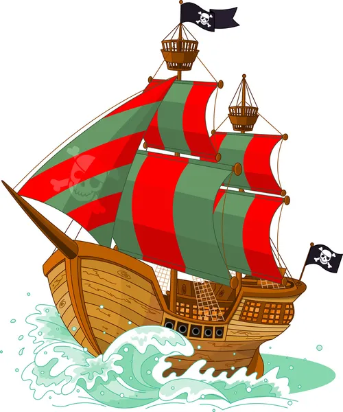 Barco pirata — Vector de stock