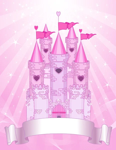 Różowy zamku miejsce karty — Wektor stockowy
