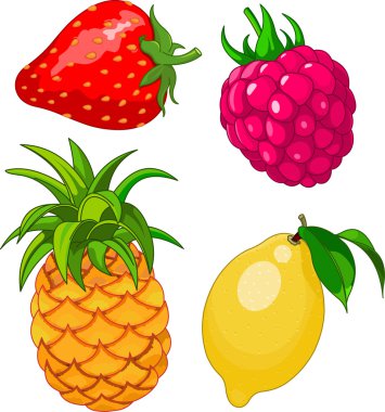 Cartoon fruit set clipart