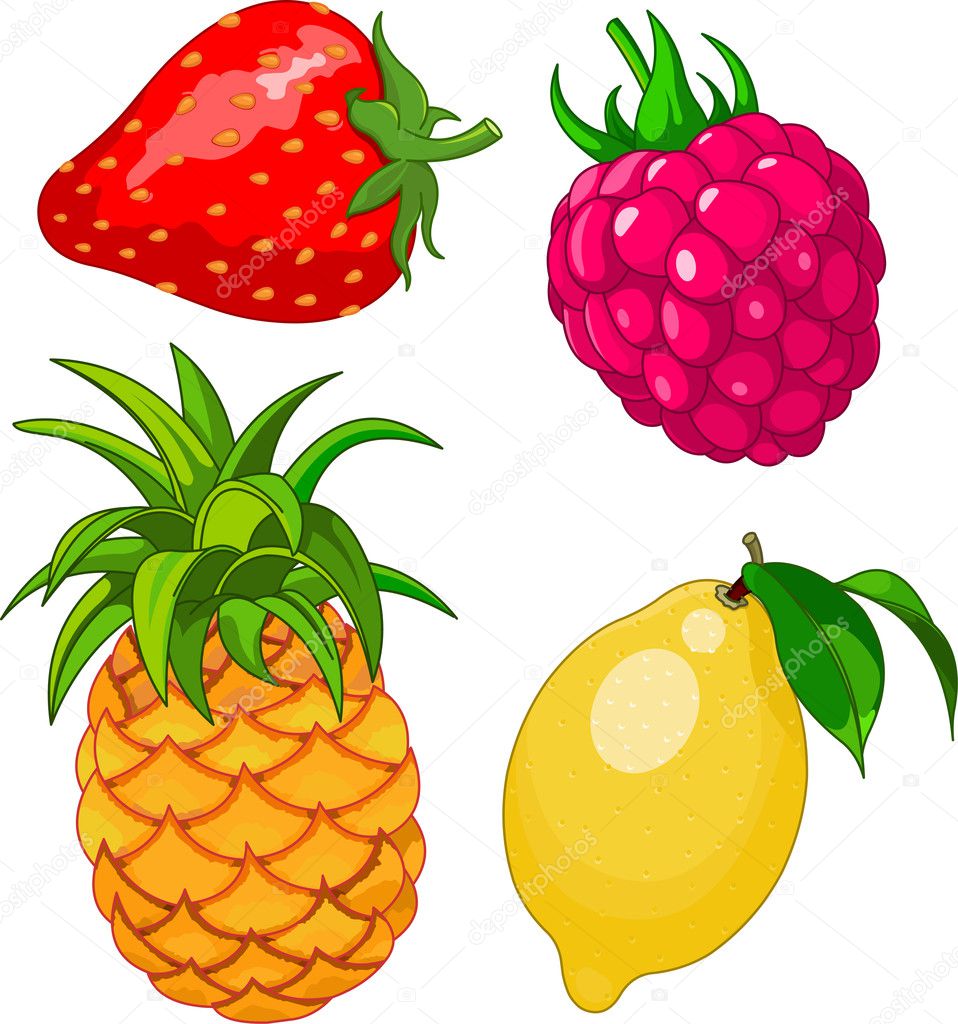 Cartoon fruit set