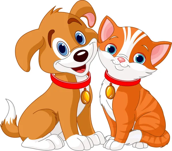 Kucing dan anjing Stok Vektor Bebas Royalti