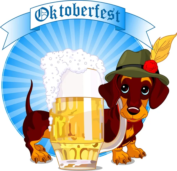 慕尼黑啤酒节的狗 — 图库矢量图片