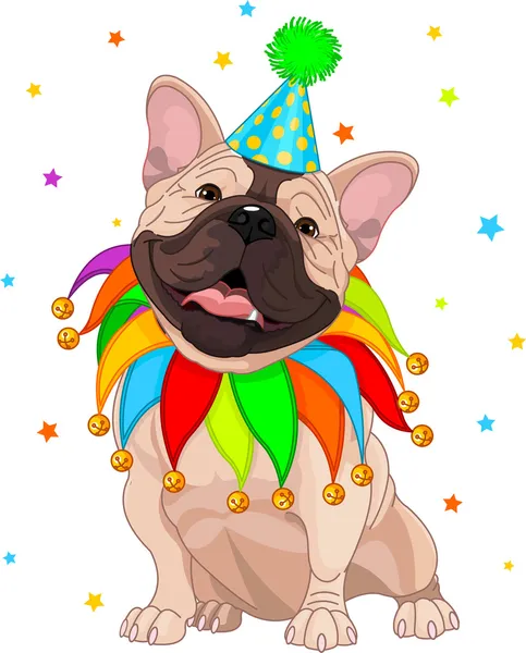 Cumpleaños del bulldog francés — Vector de stock