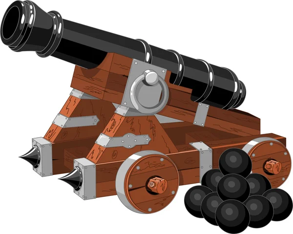 Velho canhão de navio pirata — Vetor de Stock