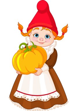 Garden Gnome with pumpkin clipart