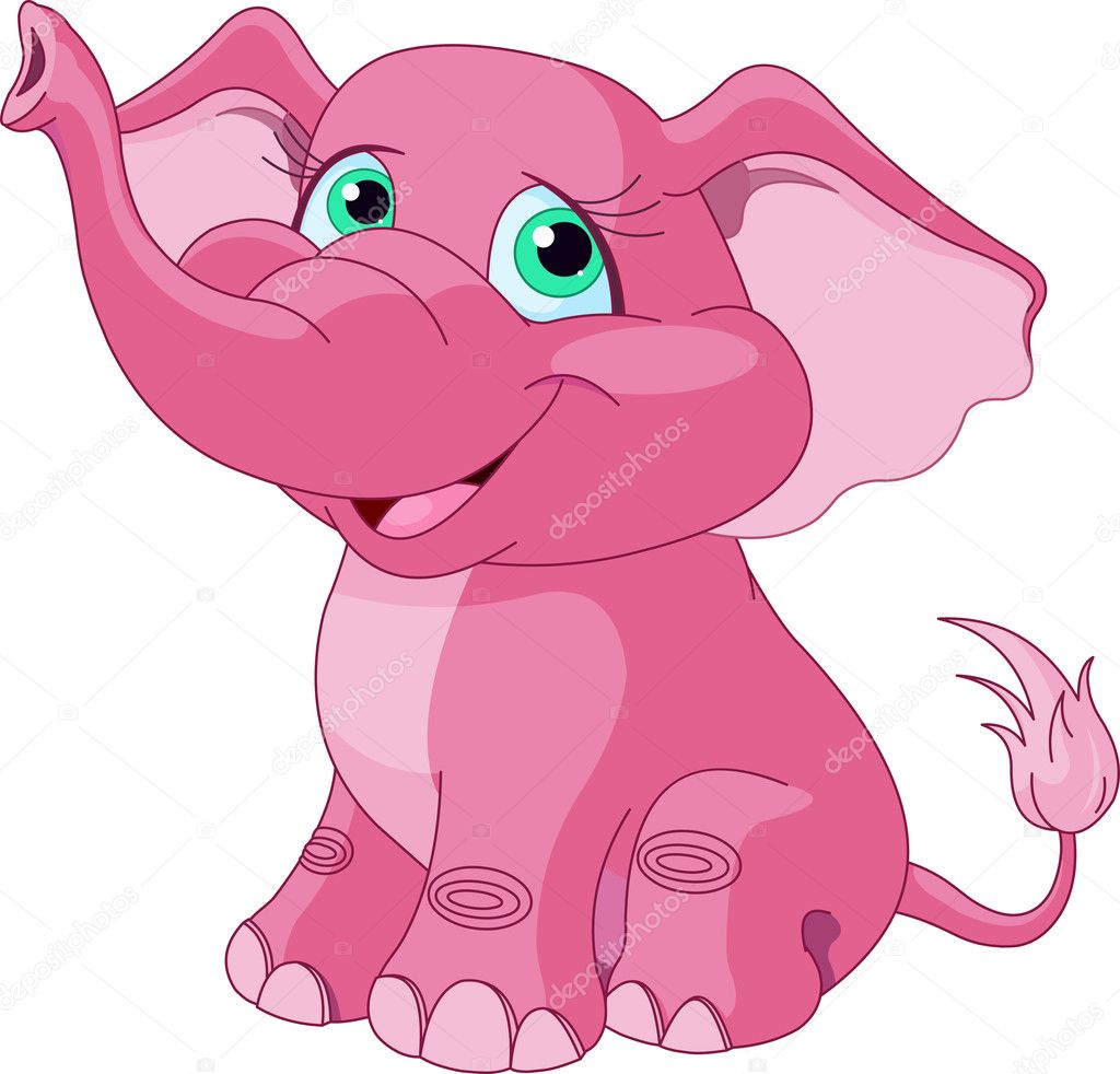 cartoon baby elephant pink