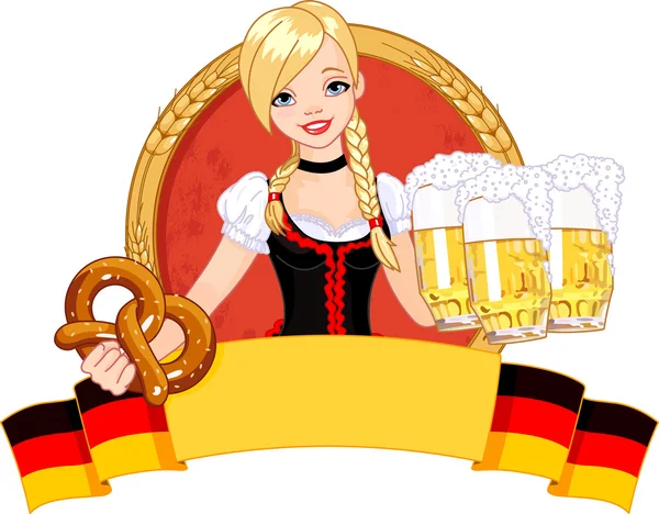 Oktoberfest κορίτσι σχεδιασμού — Διανυσματικό Αρχείο