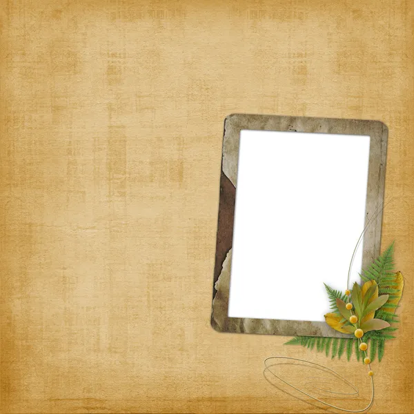 Abstract ancient brown background with old frame in scrapbooking style — Stock Photo, Image