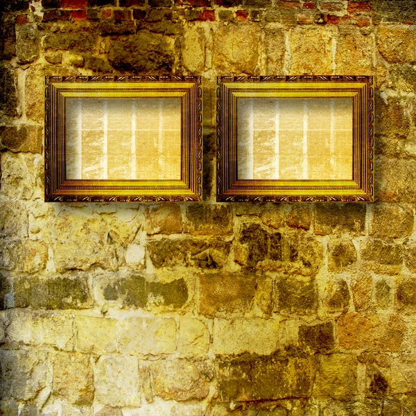Der Rahmen für das Bild auf dem Hintergrund des alten Mauerwerks — Stockfoto