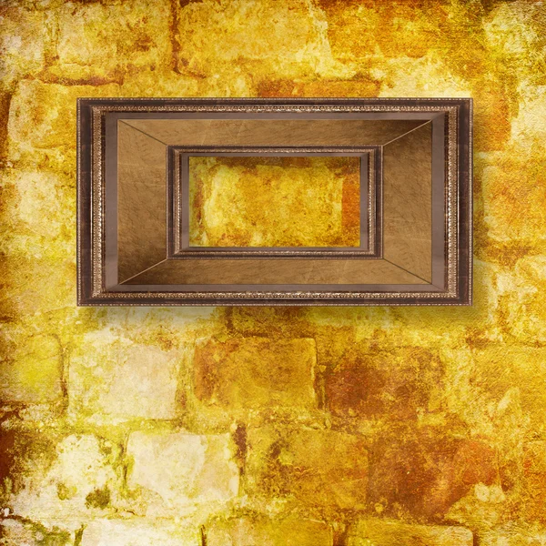 Eski duvar arka planında resim çerçevesi — Stok fotoğraf
