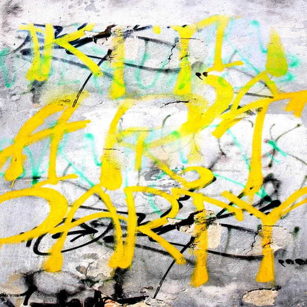 Egyszerű szöveg graffiti stílusban a régi vakolt falon — Stock Fotó
