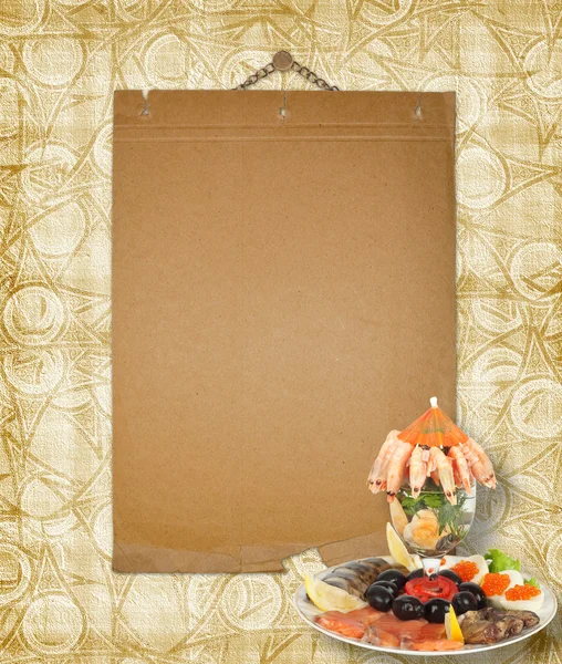Old alienated paper on the wall for a list of restaurant menu — Stock Photo, Image