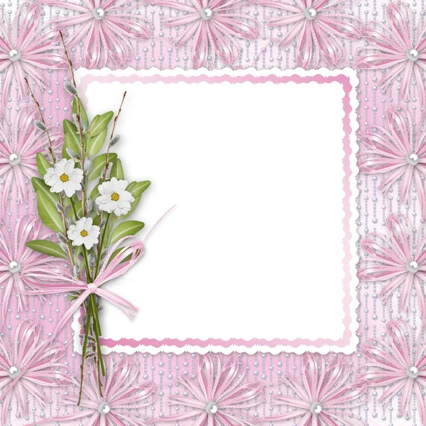 Карточка для приглашения или поздравления с букет цветов и — стоковое фото
