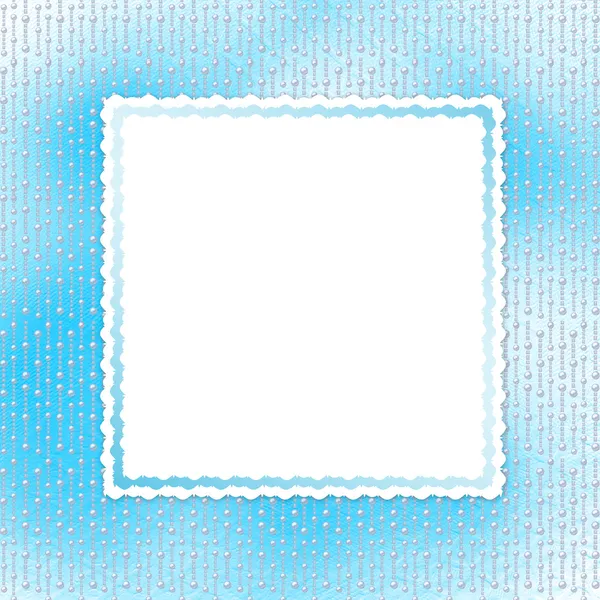 Modrá karta pro pozvání nebo blahopřání s perlami — Stock fotografie